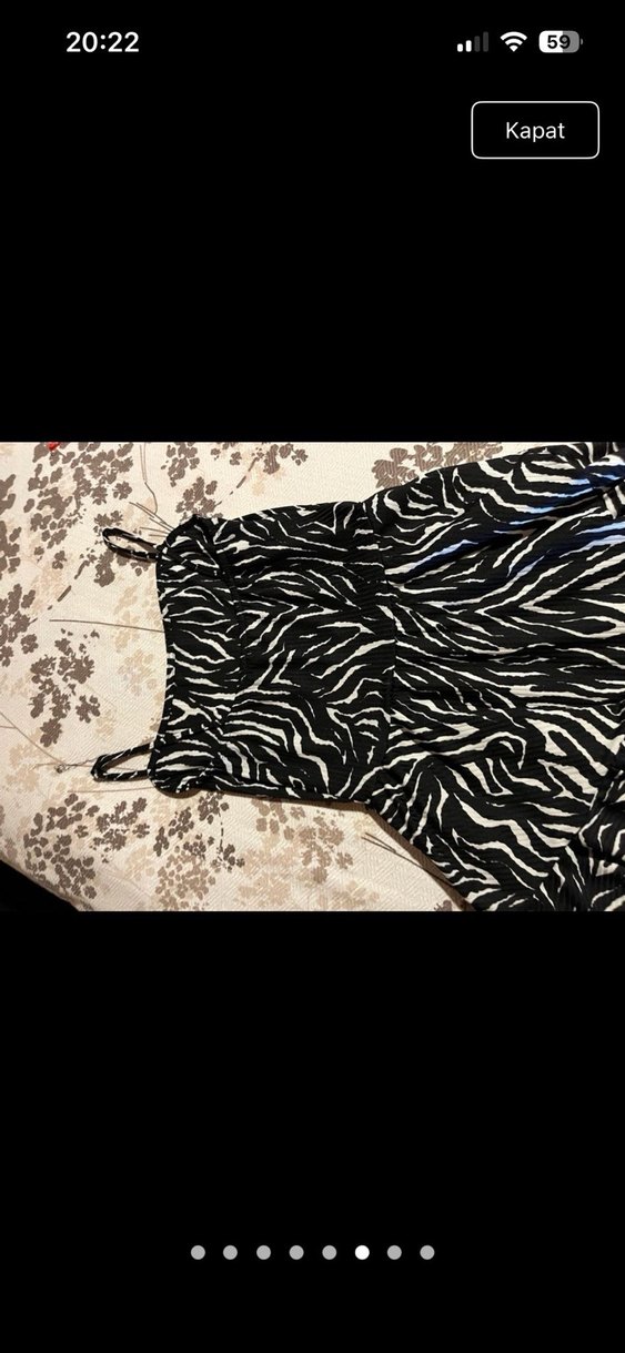 Zebra Desenli Uzun Siyah Mini Elbise - Görsel 5