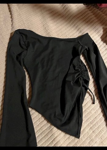 Siyah Drapeli Goth Tarz Kadın Bluz - Görsel 3