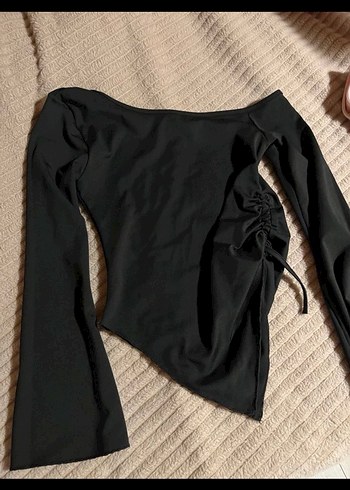 Siyah Drapeli Goth Tarz Kadın Bluz - Görsel 2