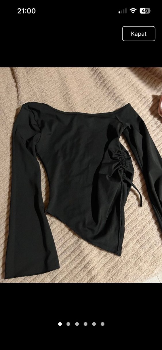Siyah Drapeli Goth Tarz Kadın Bluz - Görsel 2