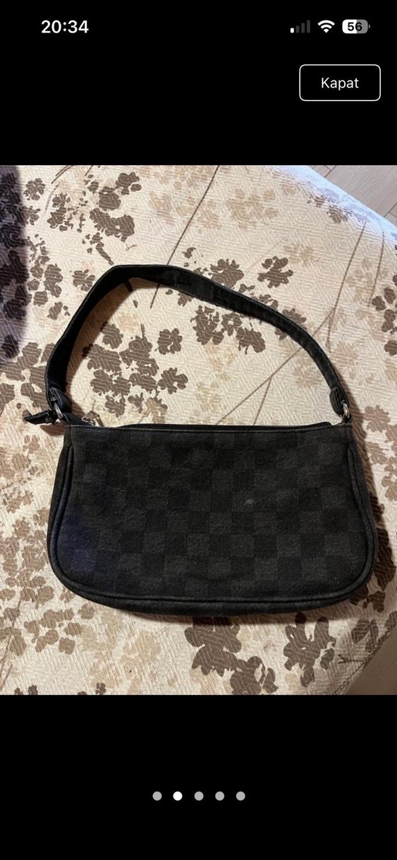 Kareli Siyah Deri Kadın Omuz Çantası - Görsel 2