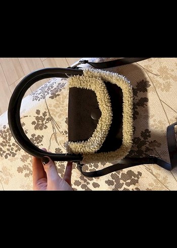 Kahverengi Süet Tüylü Kadın Çanta - Görsel 4