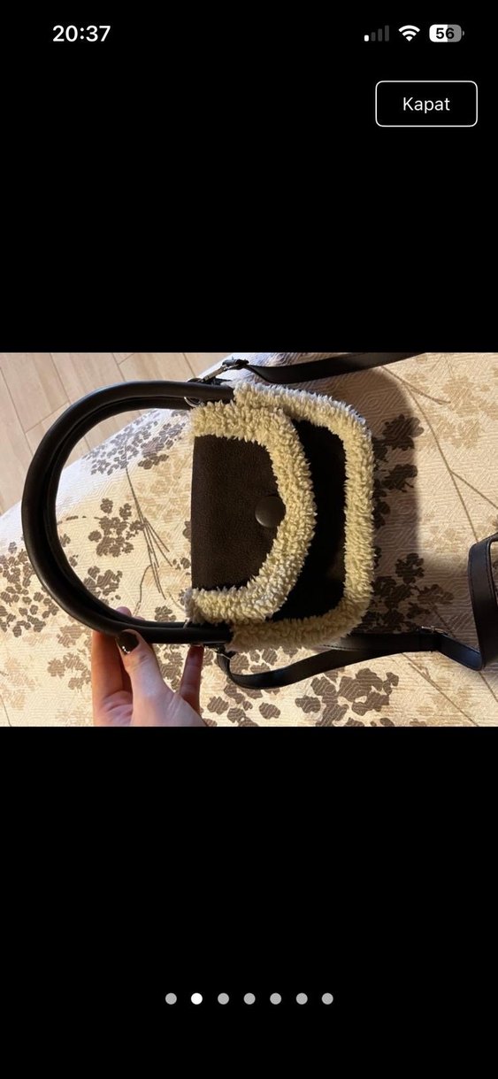 Kahverengi Süet Tüylü Kadın Çanta - Görsel 4