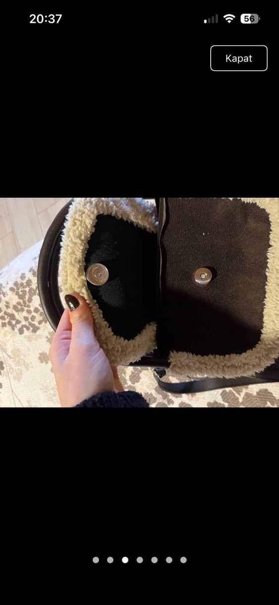 Kahverengi Süet Tüylü Kadın Çanta - Görsel 5