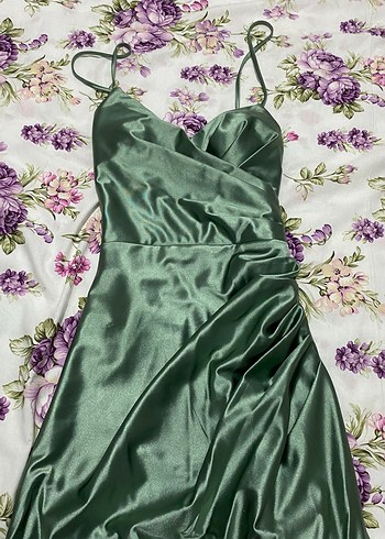 V Yaka Drapeli Uzun Askılı Düğün Elbisesi - Görsel 5