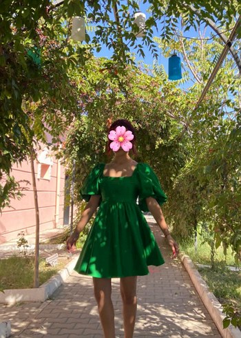 Kadın Yeşil Sırt Dekolteli Elbise - Görsel 3