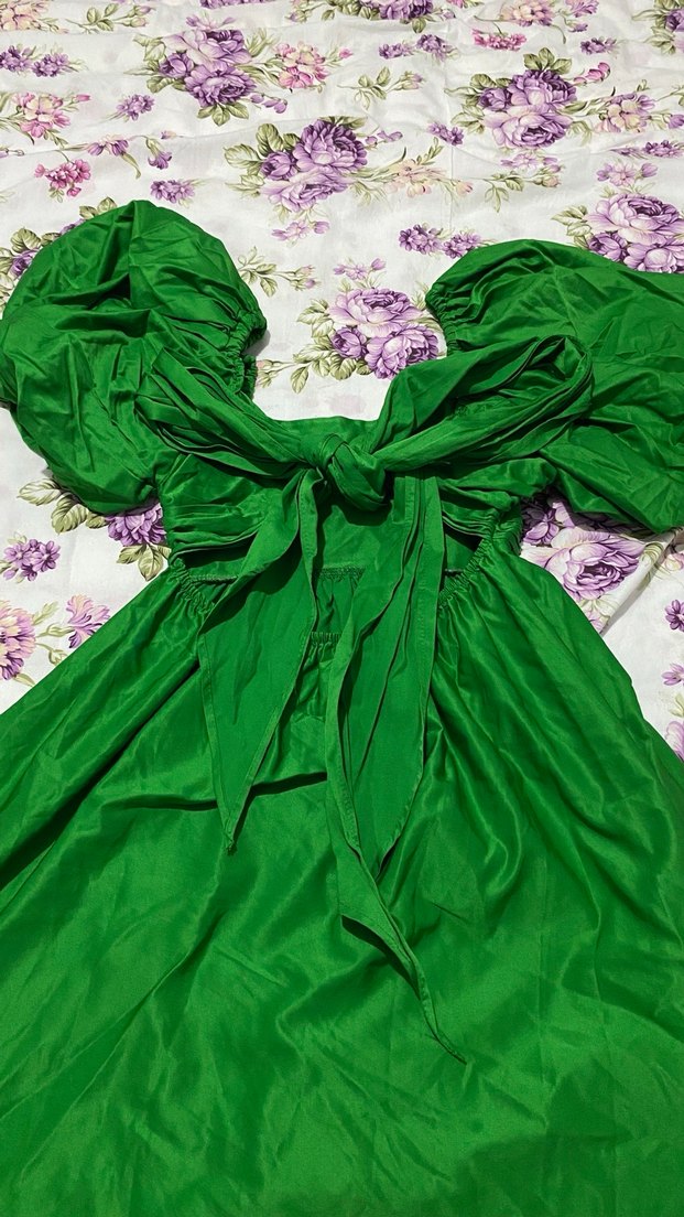 Kadın Yeşil Sırt Dekolteli Elbise - Görsel 5