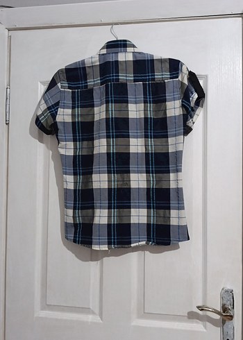 Erkek Kısa Kollu Düğmeli Kareli Gömlek - Görsel 2