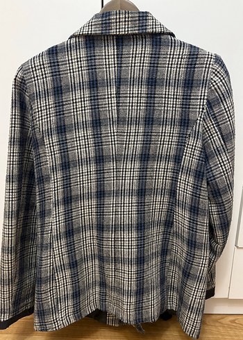 Ekose Desenli Gri Kadın Blazer Ceket - Görsel 2