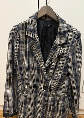 Ekose Desenli Gri Kadın Blazer Ceket - Görsel 3