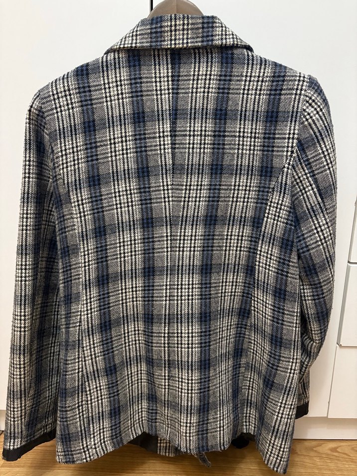 Ekose Desenli Gri Kadın Blazer Ceket - Görsel 2