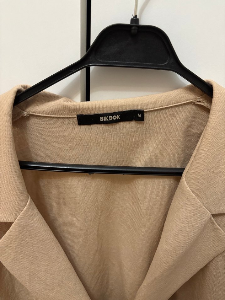 Bej Mini Keten Blazer Ceket - Görsel 3