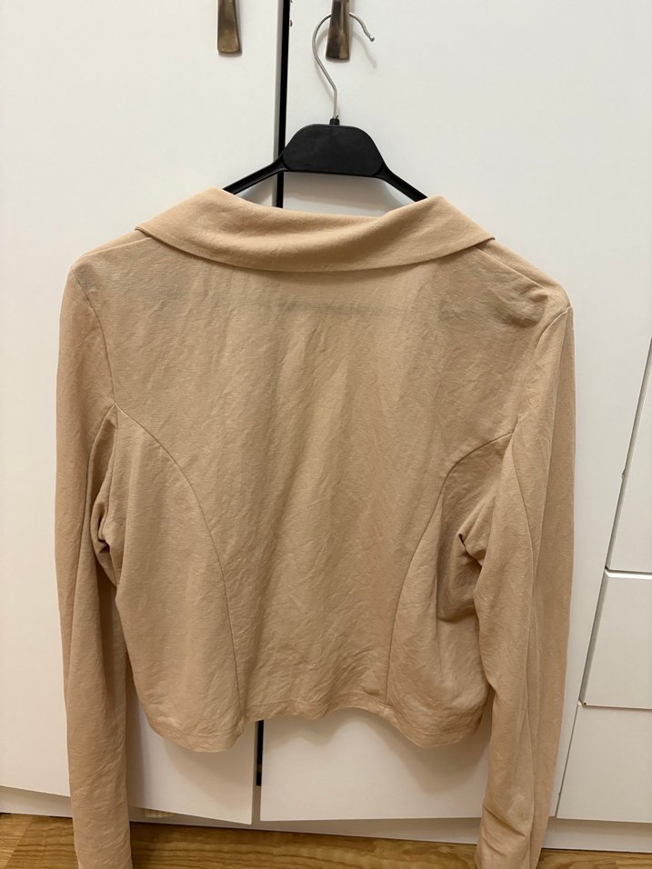 Bej Mini Keten Blazer Ceket - Görsel 2