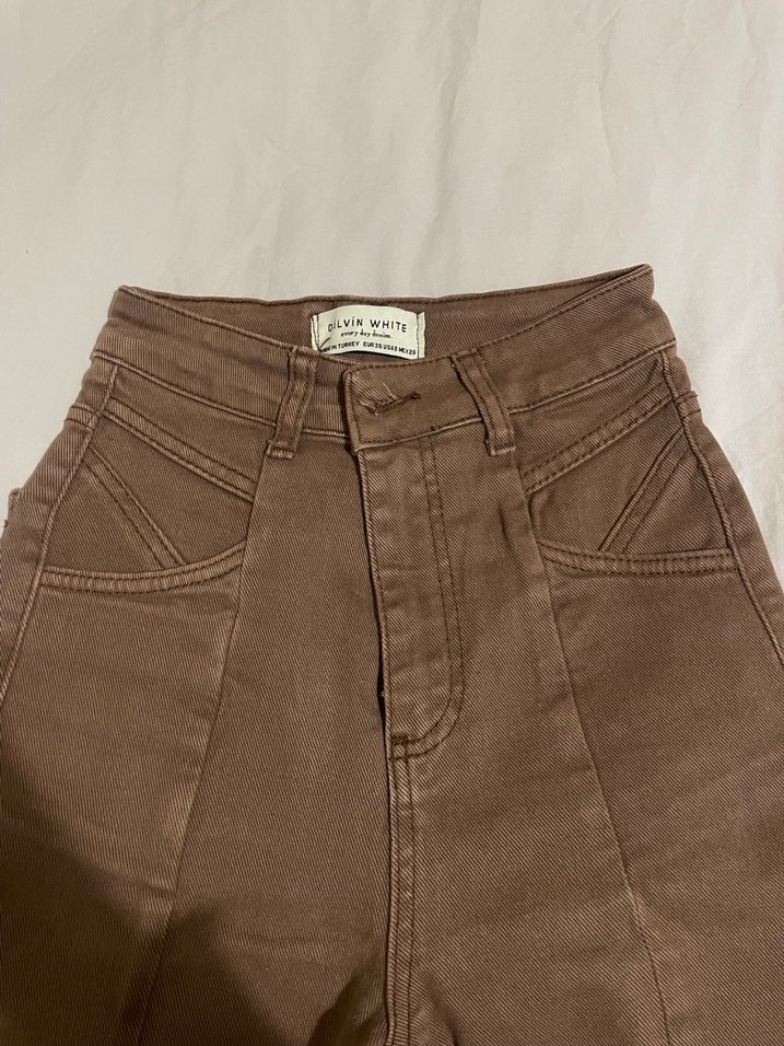 Kahverengi Midi Kadın Kot Pantolon - Görsel 2