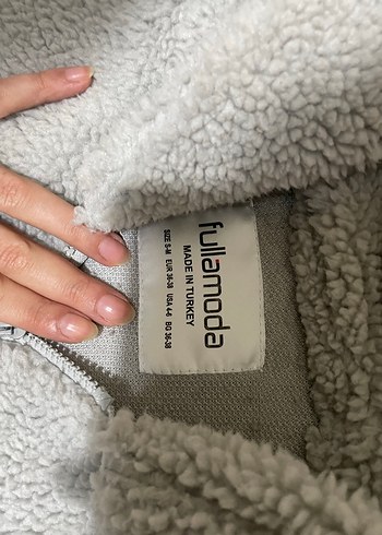 Gri Kadın Kapüşonlu Peluş Ceket - Görsel 2