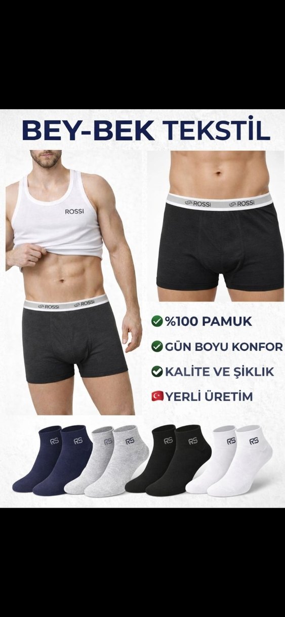 3.LÜ KUTU ROSSİ ERKEK BOXER,ATLET,ÇORAP ... - Görsel 2