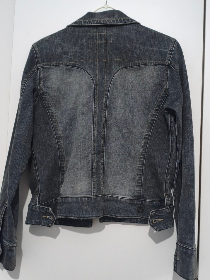 Kadın Gri Düğmeli Denim Ceket - Görsel 2