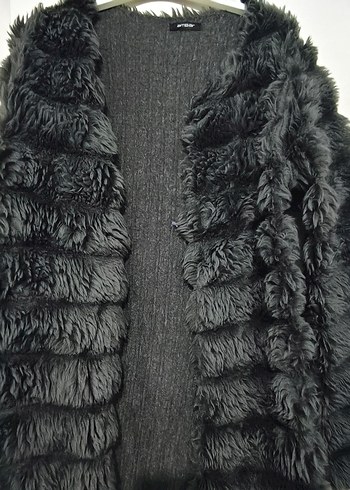 Gri Kürklü Kadın Midi Kaban - Görsel 4