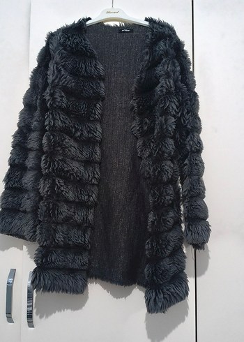 Gri Kürklü Kadın Midi Kaban - Görsel 2