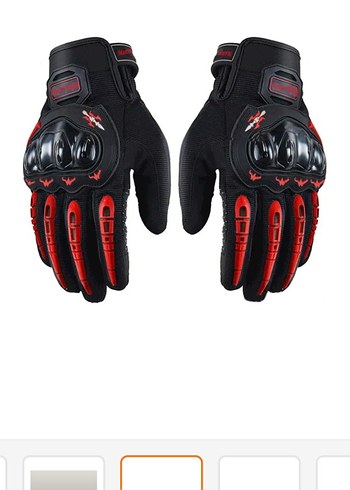 Kırmızı Desenli Biker Erkek Eldiveni - Görsel 2