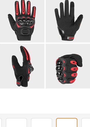 Kırmızı Desenli Biker Erkek Eldiveni - Görsel 3