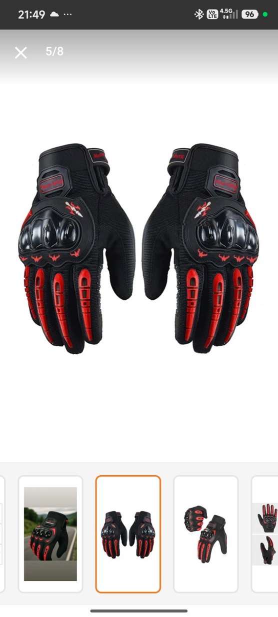 Kırmızı Desenli Biker Erkek Eldiveni - Görsel 2