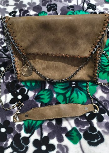 2 adet çanta Yılan Desenli Zincir Detaylı Kadın Süet Çanta - Görsel 4