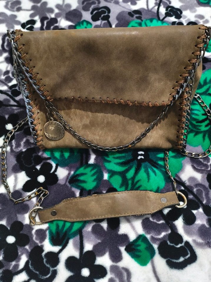 2 adet çanta Yılan Desenli Zincir Detaylı Kadın Süet Çanta - Görsel 4