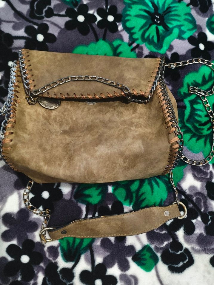 2 adet çanta Yılan Desenli Zincir Detaylı Kadın Süet Çanta - Görsel 3