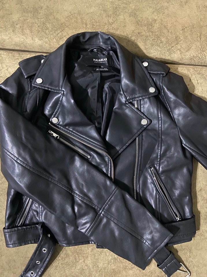 Siyah Deri Biker Ceket - Görsel 2