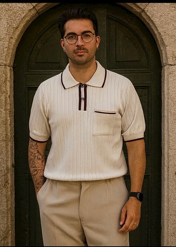 Düğmeli Regular Fit Erkek Tişört Polo Yaka - Görsel 3