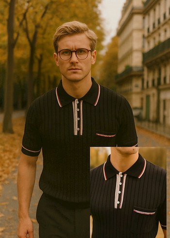 Düğmeli Regular Fit Erkek Tişört Polo Yaka - Görsel 5