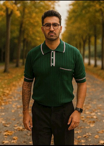 Düğmeli Regular Fit Erkek Tişört Polo Yaka - Görsel 4