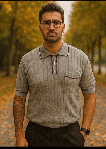 Düğmeli Regular Fit Erkek Tişört Polo Yaka - Görsel 2