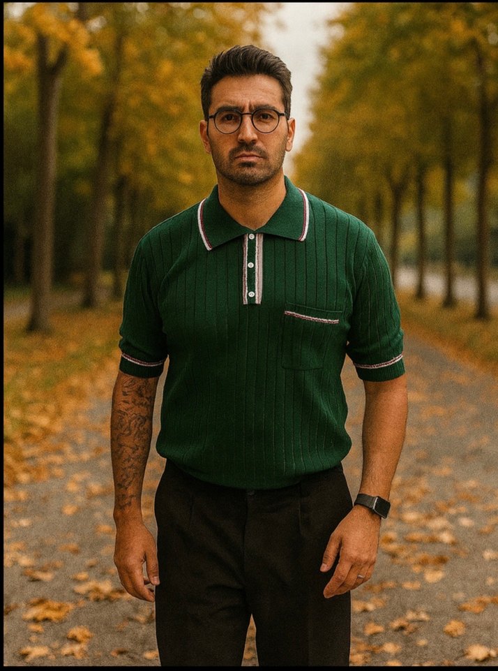 Düğmeli Regular Fit Erkek Tişört Polo Yaka - Görsel 4