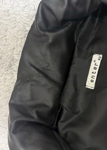 Düğmeli Siyah Deri Kadın Yelek - Görsel 2