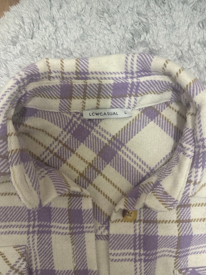 Düğmeli Mor Kadın Gömlek - Görsel 2
