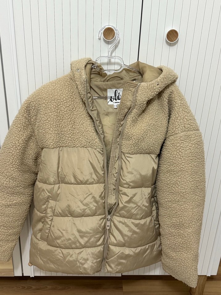 Kadın Bej Peluş Detaylı Kışlık Mont - Görsel 3