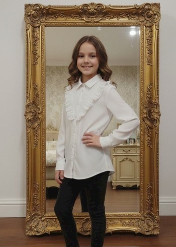 Beyaz Fırfırlı Gömlek - Görsel 3