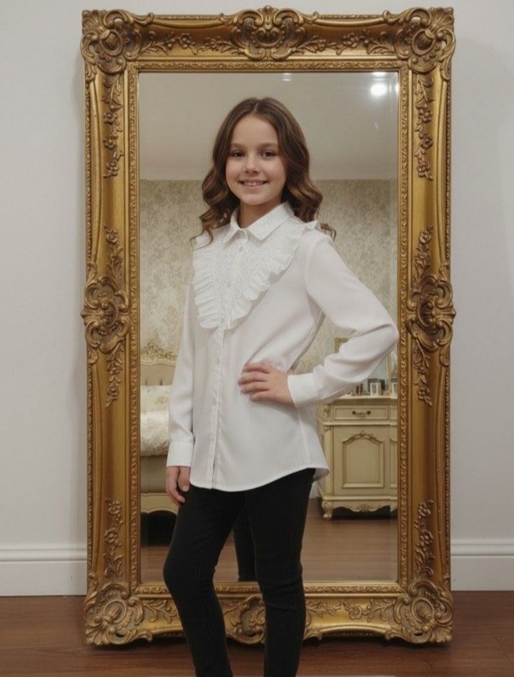 Beyaz Fırfırlı Gömlek - Görsel 3