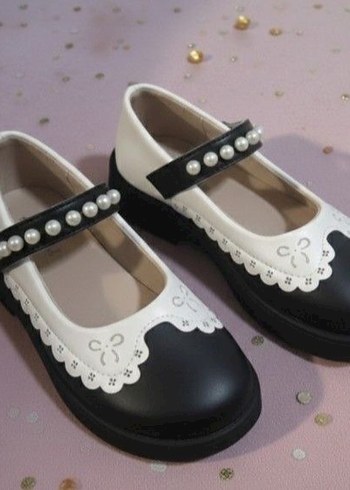 İnci Detaylı Siyah Beyaz Ayakkabı - Görsel 3