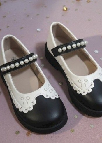 İnci Detaylı Siyah Beyaz Ayakkabı - Görsel 4