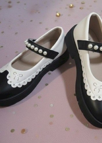 İnci Detaylı Siyah Beyaz Ayakkabı - Görsel 5