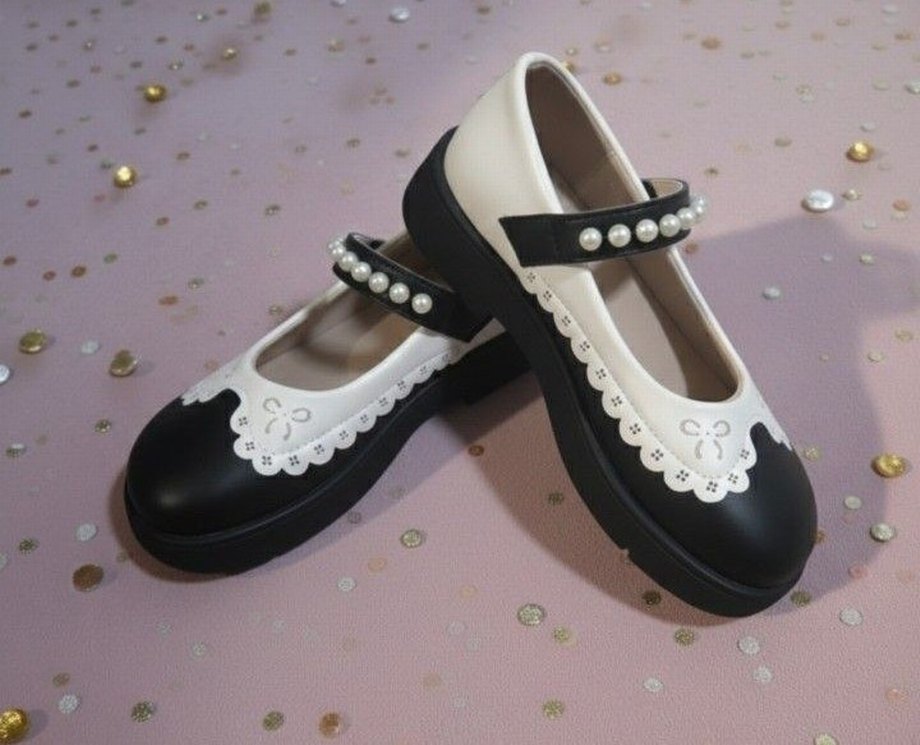 İnci Detaylı Siyah Beyaz Ayakkabı - Görsel 2