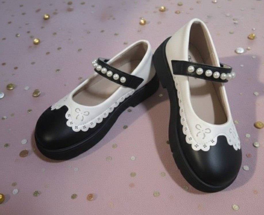 İnci Detaylı Siyah Beyaz Ayakkabı - Görsel 5