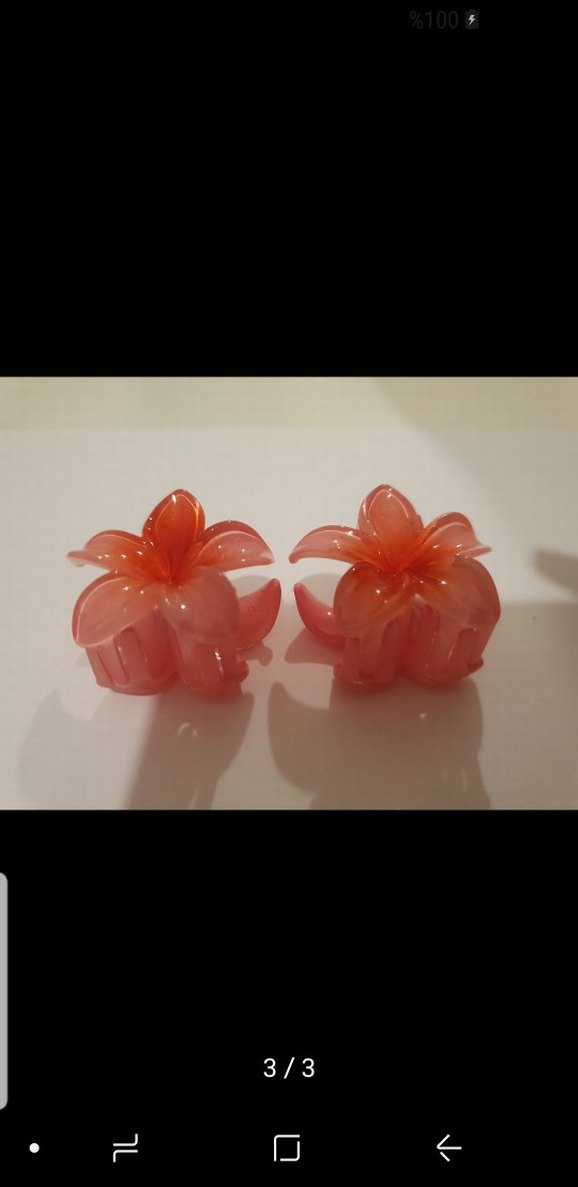 Pembe Çiçekli Saç Tokası 2 Adet - Görsel 3