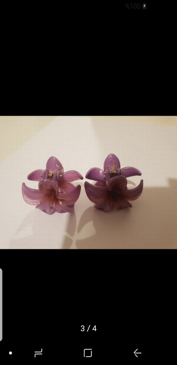 Mor Çiçek Toka 2 Adet - Görsel 3