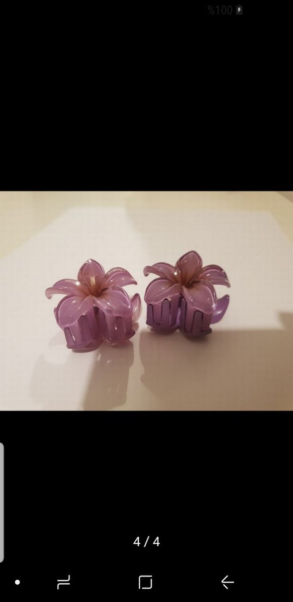 Mor Çiçek Toka 2 Adet - Görsel 4