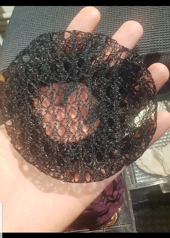 Siyah Dantel Elastik Saç Topuz Tokası - Görsel 3