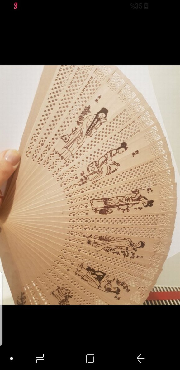 Bej Renkli Geleneksel El Yelpazesi - Görsel 3